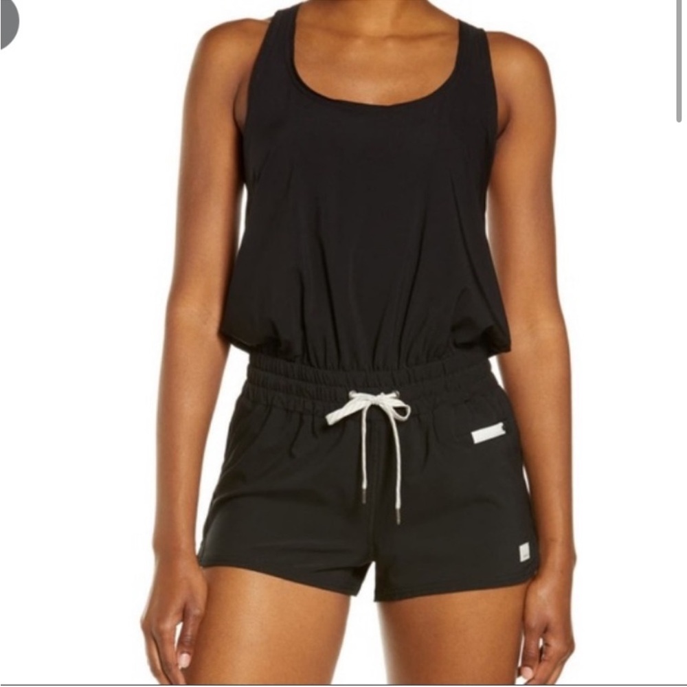 Vuori Black Athletic Shorts with White Accents